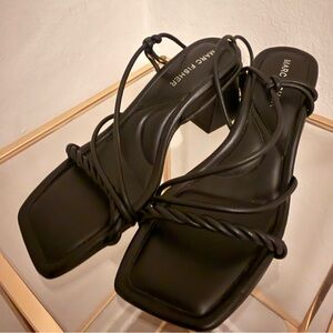 Marc Fisher Black Twisted-Strap Block Heel Sandals